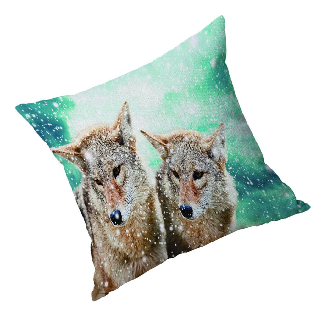Velvet Animal Printed Throw Pillow Cover Cushion Sham Pillowcase 50cm Wolf