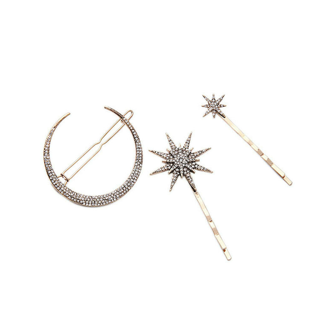 Fashion Crystal Jewelry Moon Star Rhinestone Hairpin Hair Clip Jewelry Hair