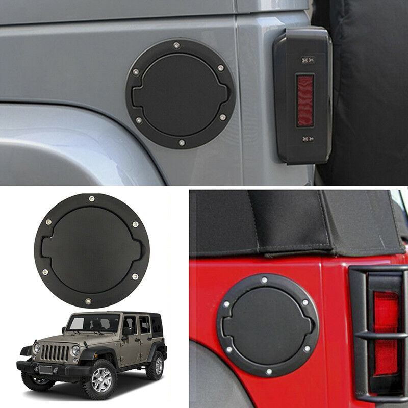 Black Fuel Filler Door Cover Gas Tank Cap 2/4 Door For 07-18 Jeep Wrangler&lBDD