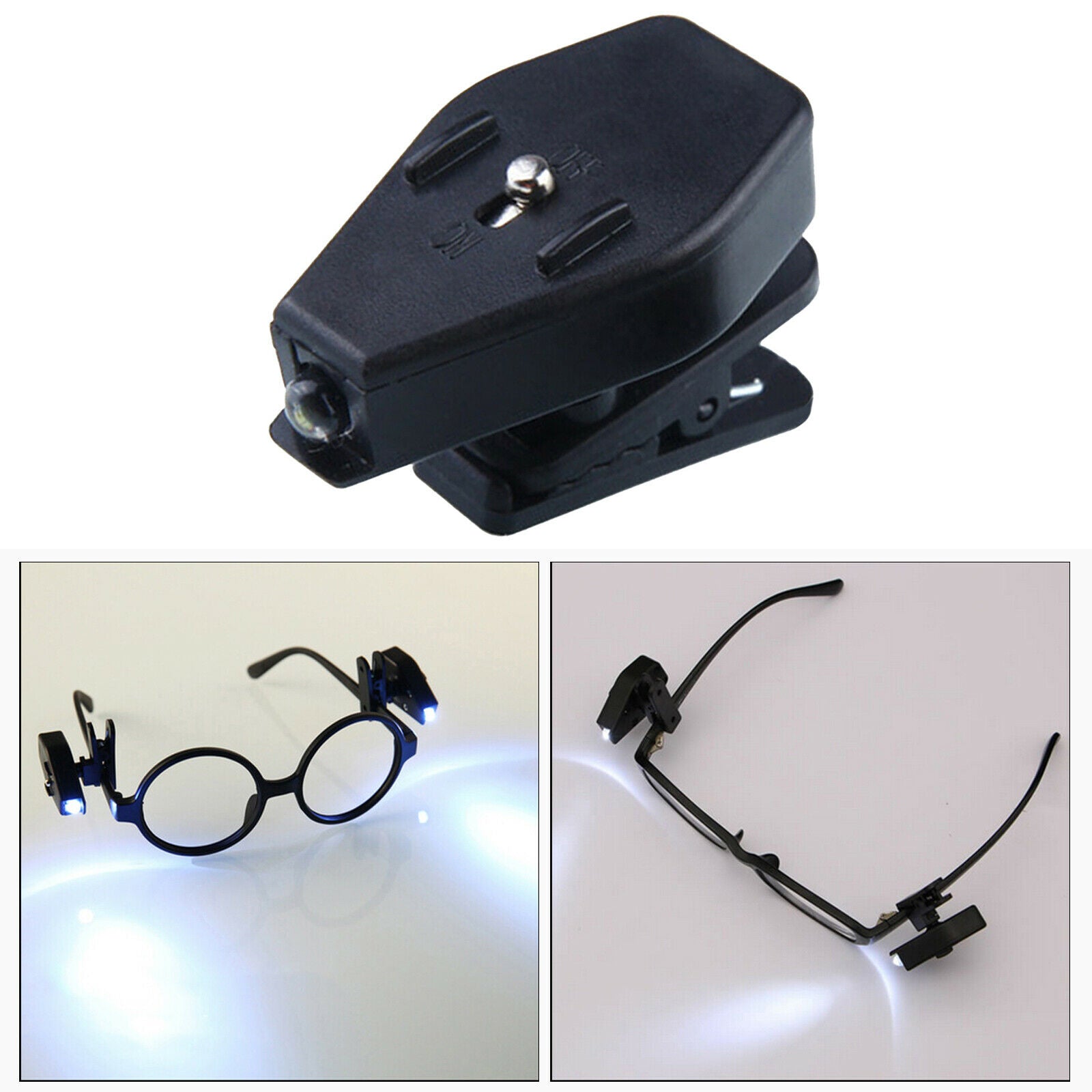 2Pcs Adjustable LED Glasses Clip On Light Eyeglasses Reading Lamp Night Light