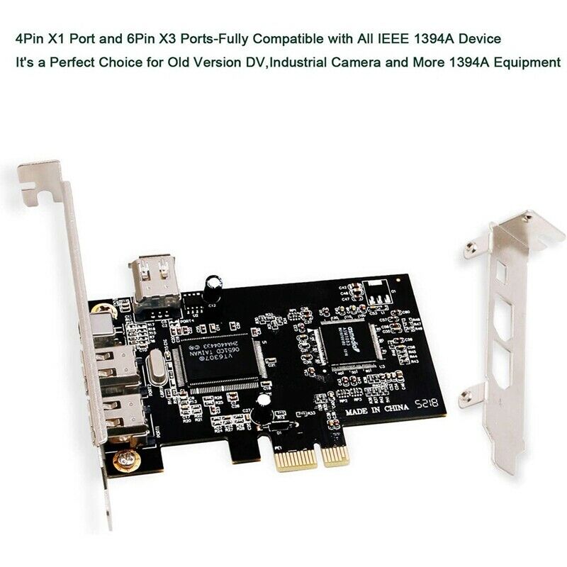 PCIe 3 Ports 1394A Firewire Expansion Card, PCI Express 1X to IEEE 1394 AdapS2C4