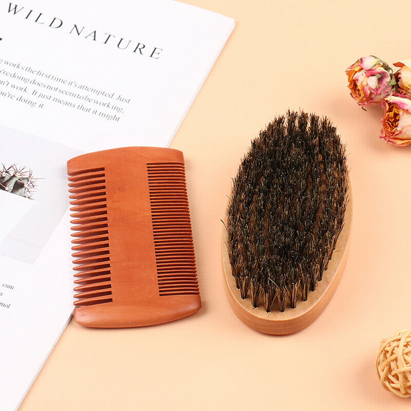 2Pcs/Set Beard Brush Set Double-sided Styling Comb Repair Modeling Cleani.l8