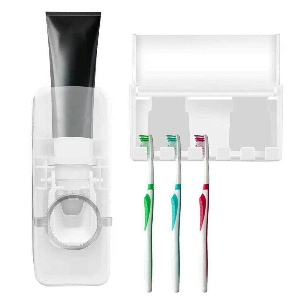 ABS Hanging Automatic Squeezer Toothbrush Holder Set Wall Bathroom Supplies