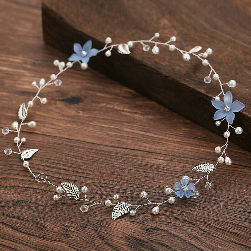 Girl Light Blue Flower Hairband Headdress Bridal Wedding Headband Women P.l8