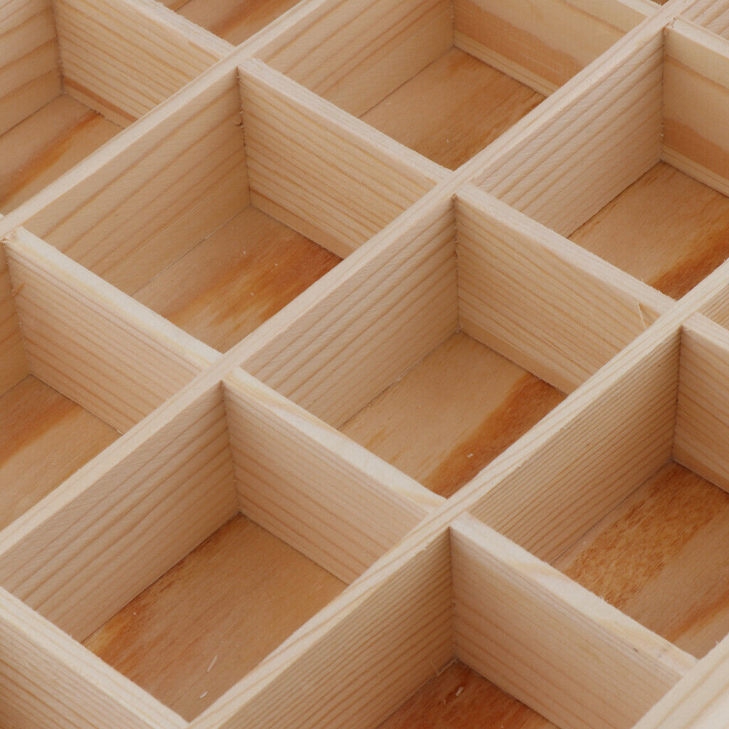 2 Pieces Wooden Jewelry Storage Case 20 Grid Jewelry Box Organizer