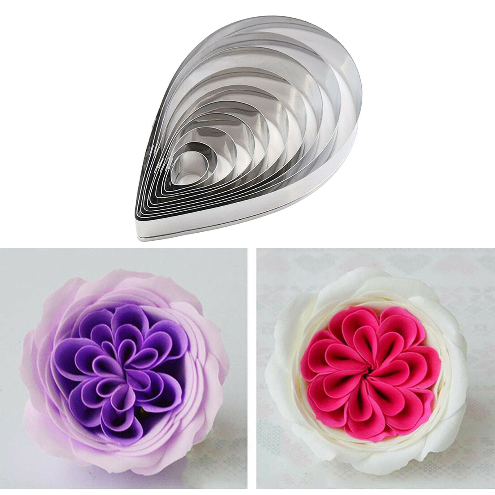 10x Stainless Steel Water Mold Chocolate Cake Jelly Cutter Baking Tool
