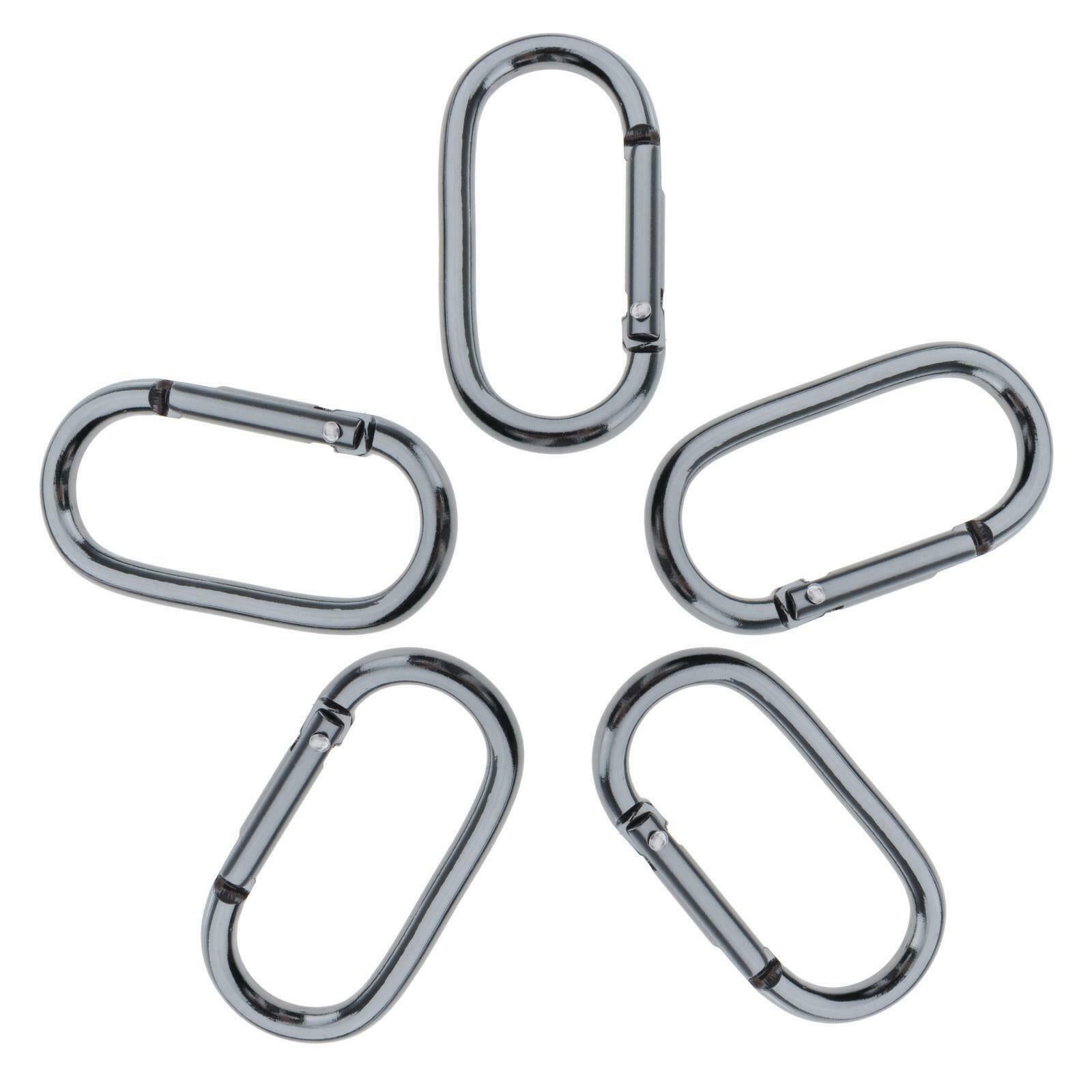 5Pcs Aluminum Snap Hook Carabiner Oval Key Chain Clip Keychain Hiking Camp