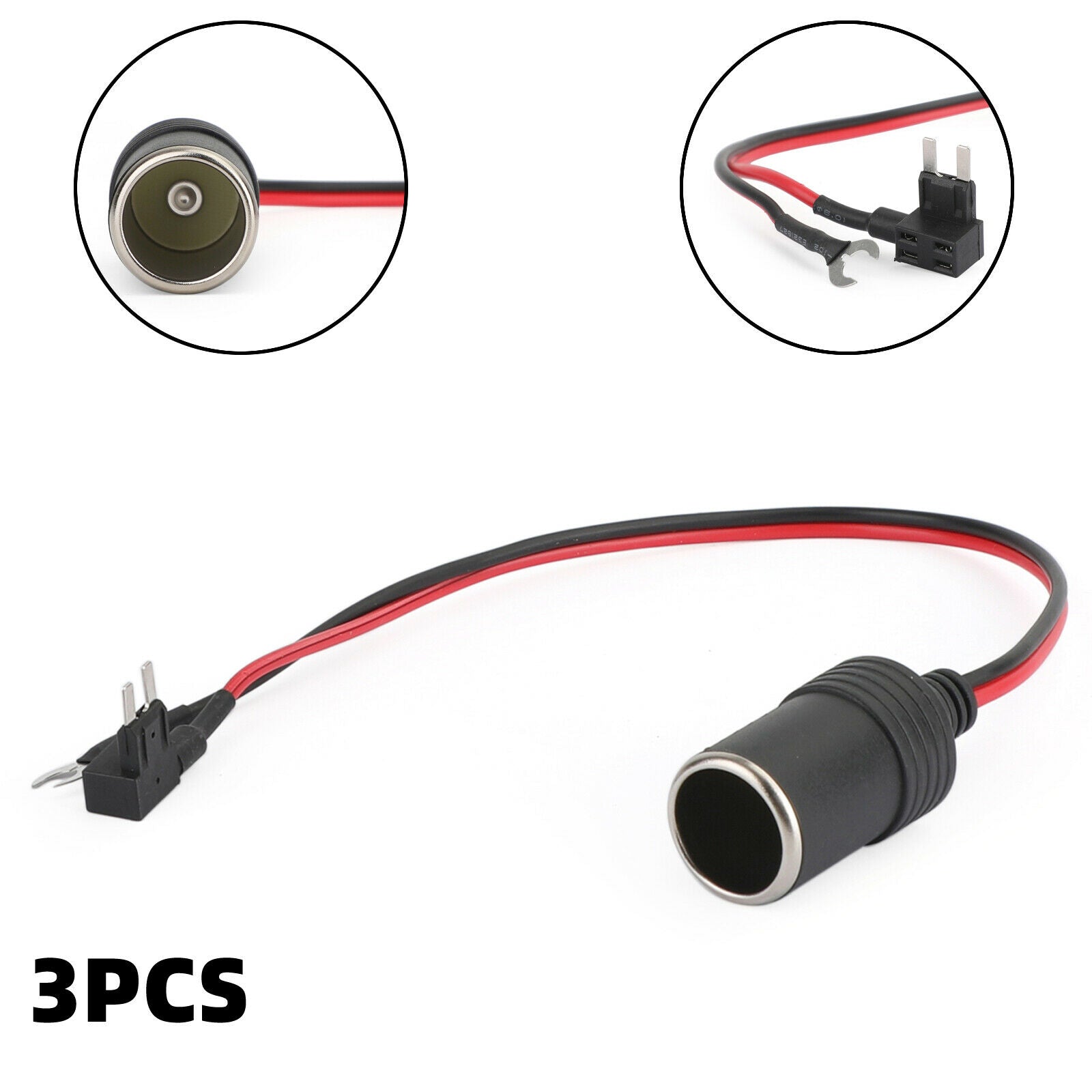 3x Female Socket extension Plug Connector Adapter Small Size Pure Copper Cable