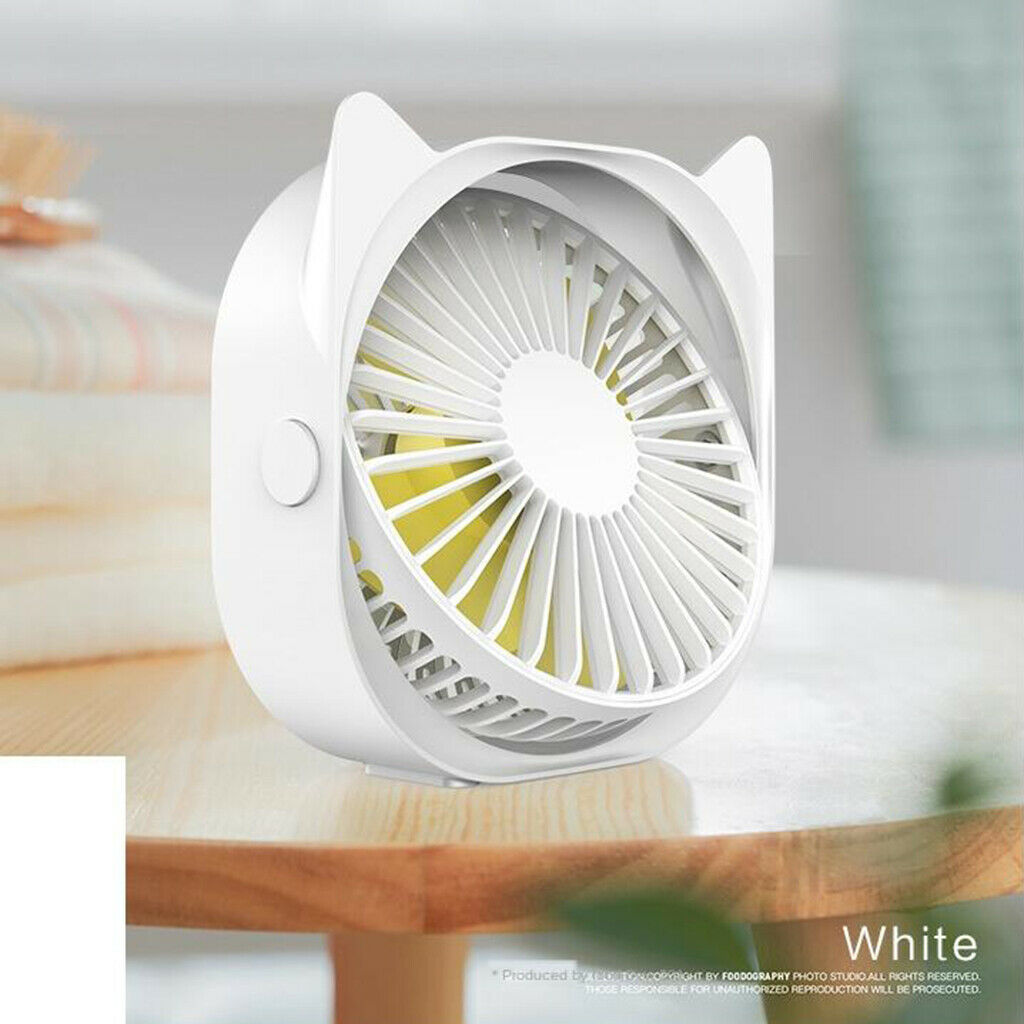 Mini Quiet USB Fan Desktop Portable 360 Degree Rotation Electric Fan White