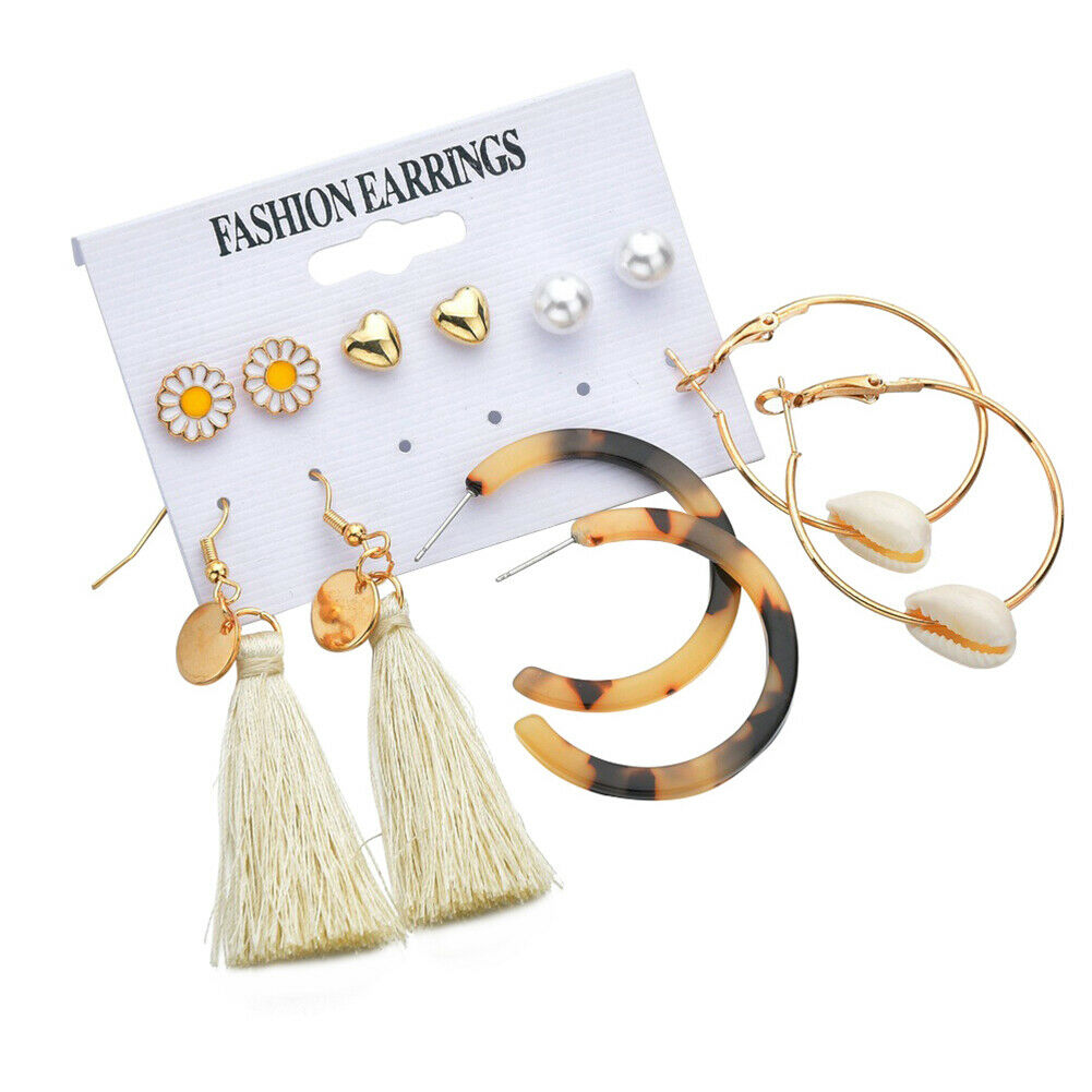 Tassel Acrylic Earrings For Women Boho Earrings Set Big Geometric Drop Earring