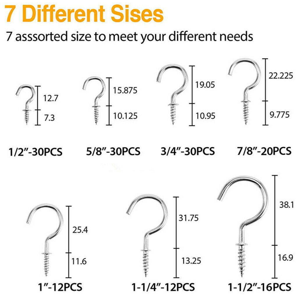 Cup Hook 150 Pcs Heavy Duty Plant Hooks for Hanging Lights Indoor & Outdoor