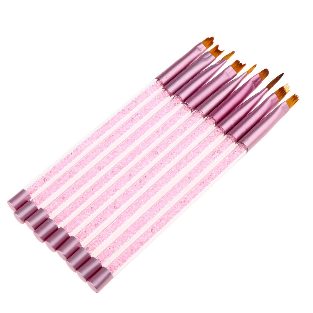 9x UV Gel Acrylic Nail Art Polish Builder Painting Drawing Brushes Pens Set