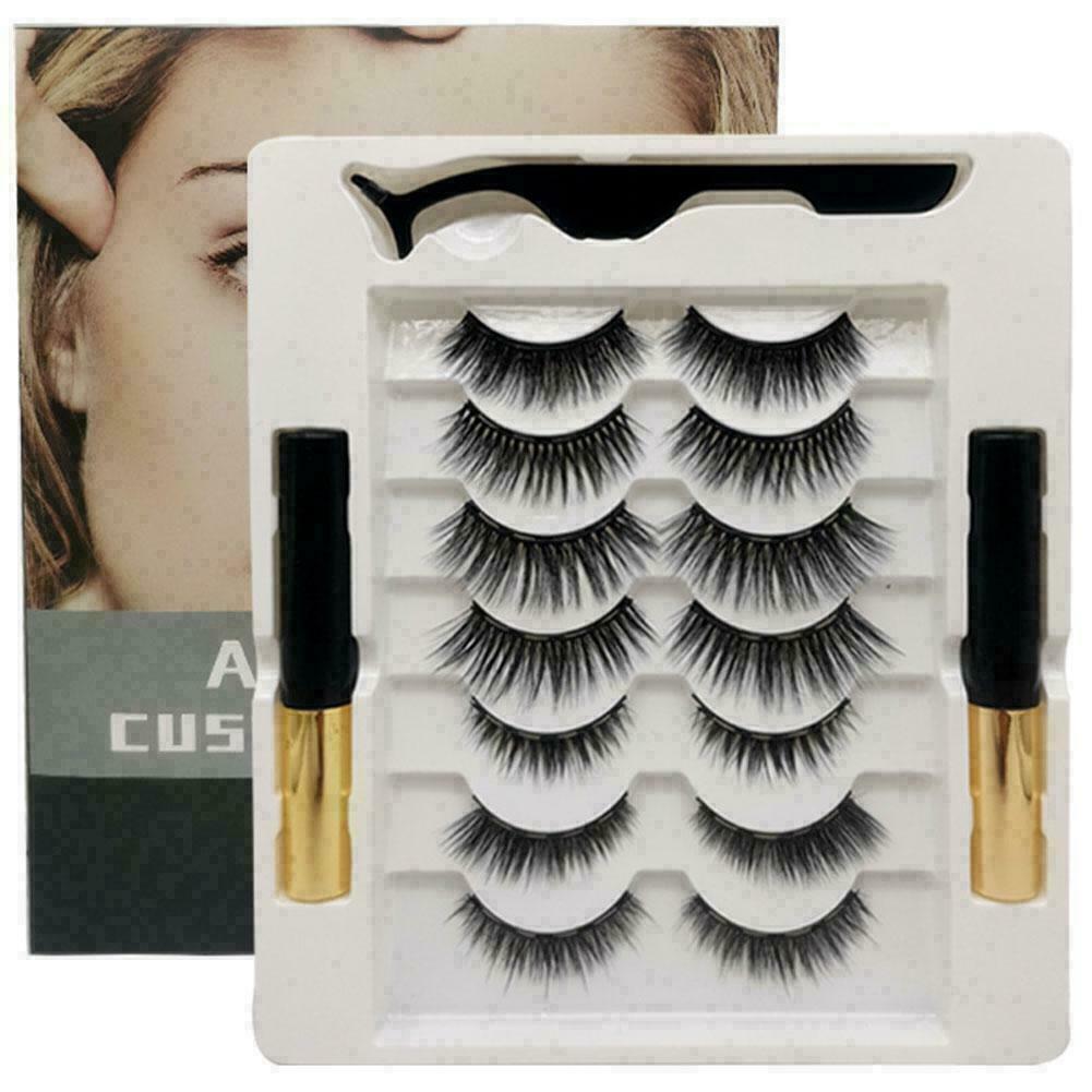 7Pairs/set Magnetic Eyelashes With Eyeliner Tweezer Long Lashes W9K8 Ship F5I0