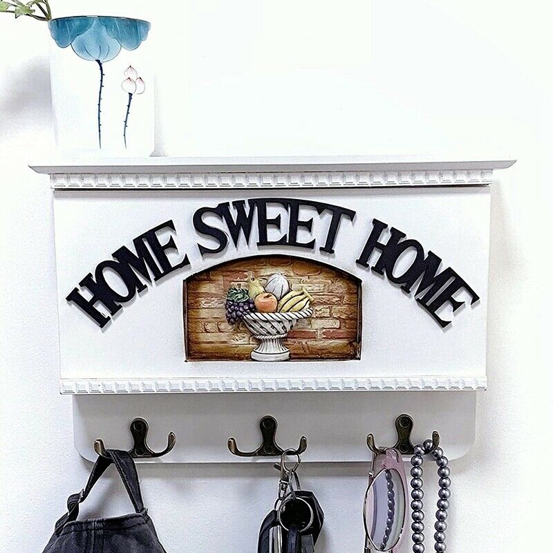 Mail Holder for Wall Key Rack for Wall White Decorative Entryway Organizer fN4E8