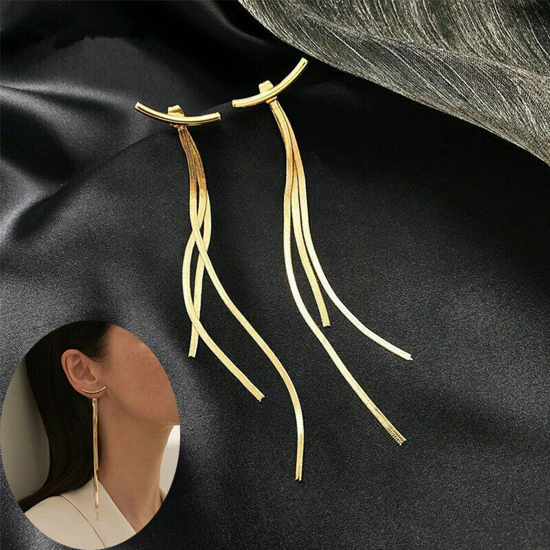 Women Ear Stud Gifts Earrings Drop Dangle Jewelry Chain Long Tassel Fashion