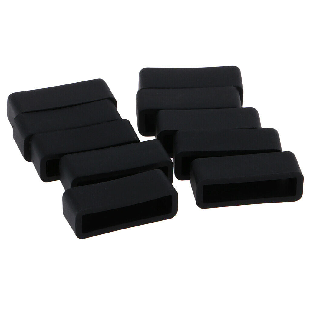 20 Pieces Black White Silicone Rubber Watch Strap Keeper Retainer Loop Ring