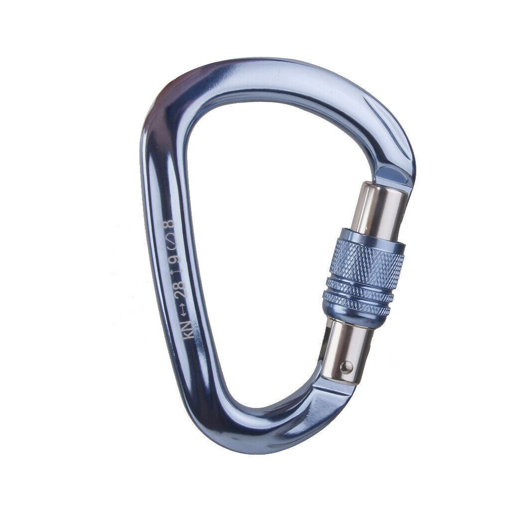 Screw Locking Mountaineering Climbing Aluminum Carabiner 28KN - Light Blue