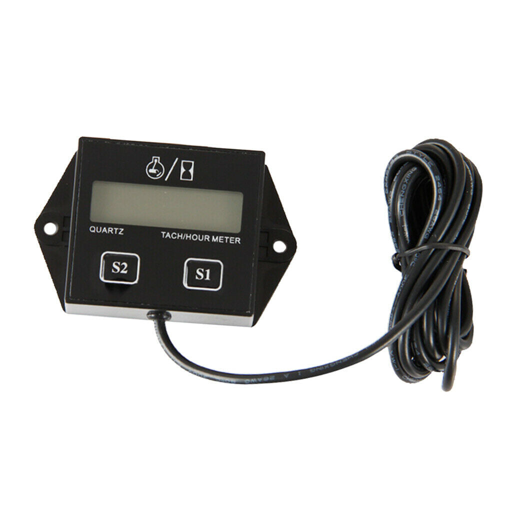 Tach Hour Meter LCD 2/4 Stroke Tachometer Gasoline Gas Engine Motor Boat
