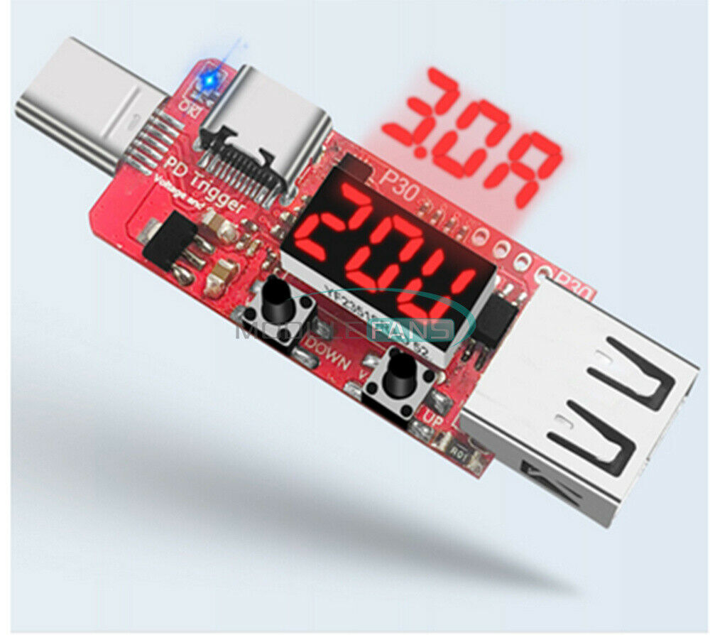 Digital PD3.0 Type-C USB Fast Charge Display Voltmeter Ammeter Trigger Detector