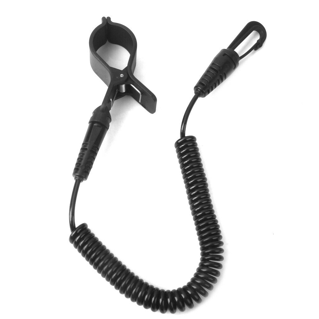 Strong Clamp-on Kayak Paddle Leash Cord Rod Oar Coil Tether with Hook Clip