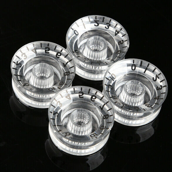 4Pcs Transparent Acrylic Speed Knob Volume Tone Control for Electric Guitar @