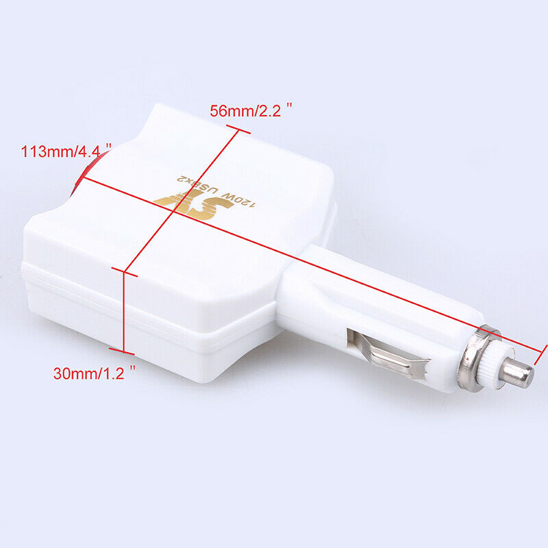 12-24V Type-C Car Auto Charger 2 Port Power Adapter Socket Charging USB White
