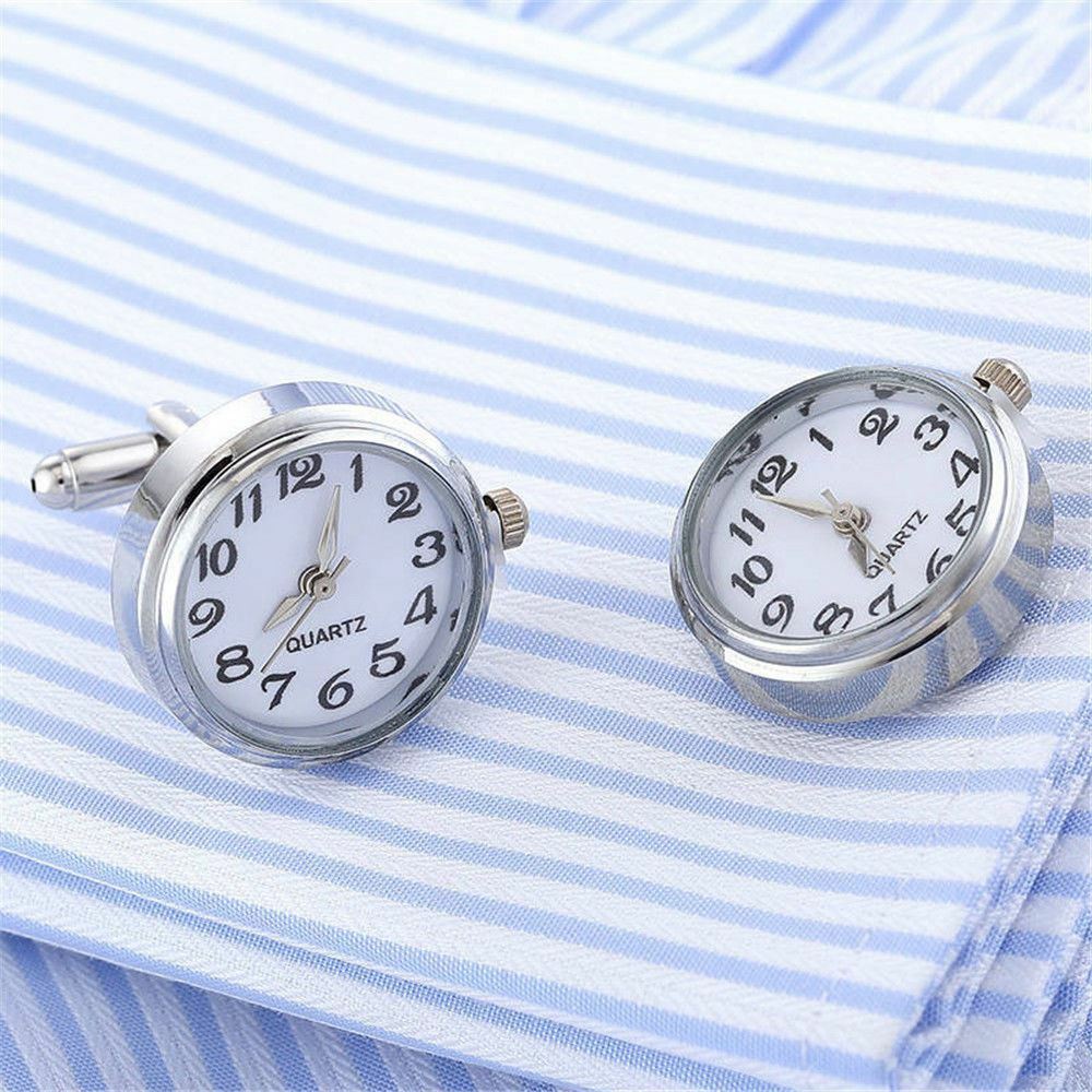 Stylish Gentleman Jewelry Brass Novelty Clock Cufflinks Cuff Links Wedding 2PCS