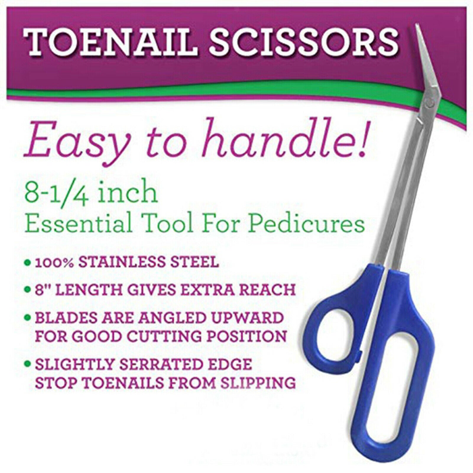 Long Handled Toenail Scissor Fine Nail Scissors Pedicure Manicure