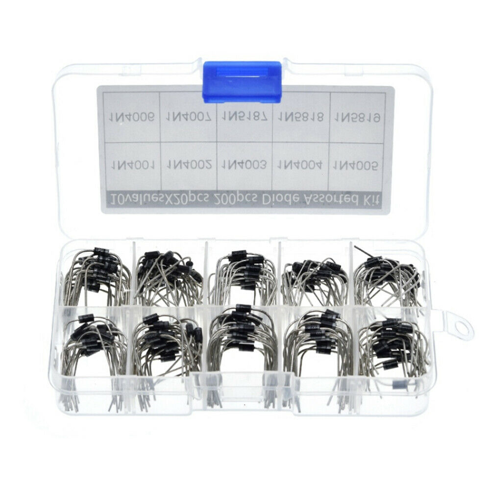 200Pcs 10 Values Rectifier Diode 1N4005 1N4006 1N5817 1N5819 with  Label/Box