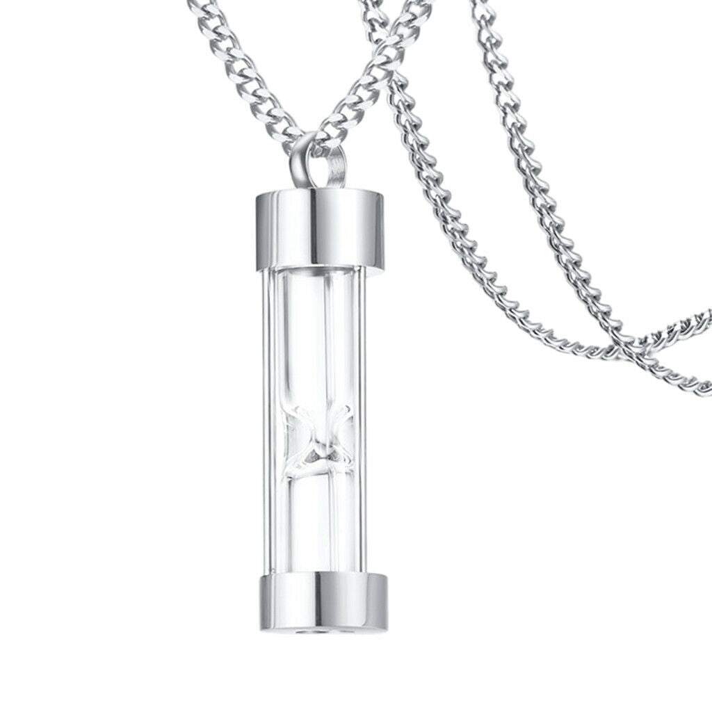 Ashes Pendant Stainless Steel Hourglass Necklace for Memorial Women.