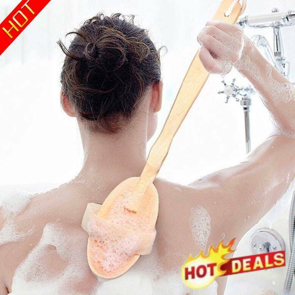 Natural Wooden Handle Bath Body Brush Back Scrubber Bristle Massager Shower P4E6