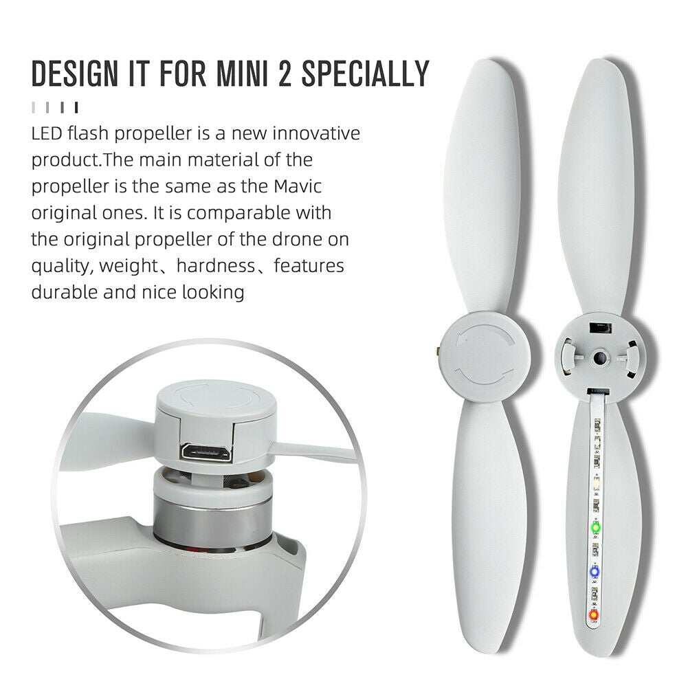 Rechargeable LED Light Flash Low-Noise Quick-Release Propellers for DJI Mini 2