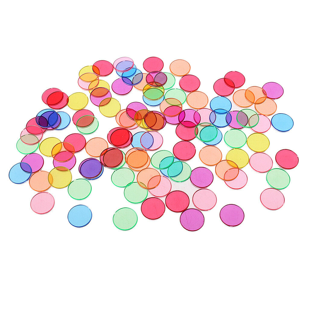 100x Plastic Round Chips Disc Metal Edge for Kids Educational Learning Toys