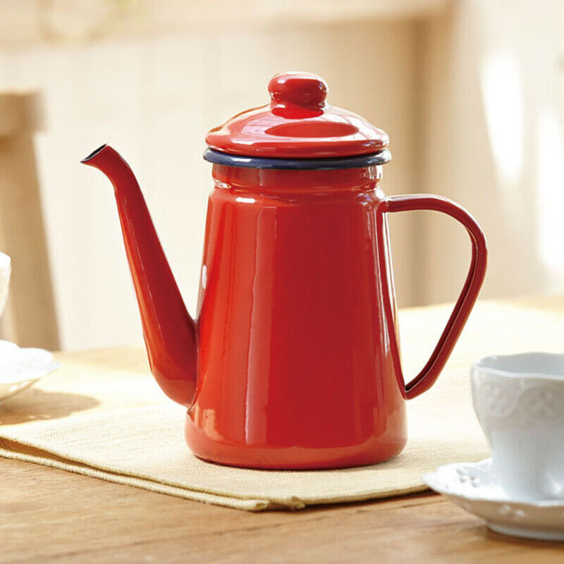 1.1L High-Grade Enamel Coffee Pot Pour over Milk Water Jug Pitcher Barista TeaM1