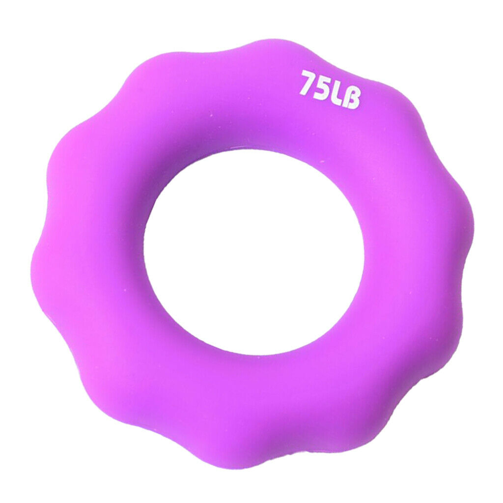 Silicone Hand Finger Grip Ring Muscle Power Training Exerciser Purple 75LB
