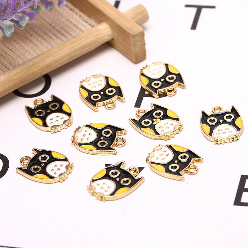 10Pcs/Set Enamel Alloy Owl Charms Animals Pendant Jewelry DIY Making Craft G Rf