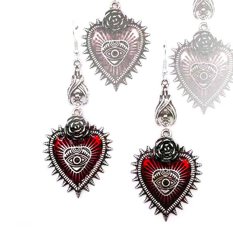Drop Earring Jewelry Blood Rose Heart Oil Bat Gothic Retro Hangi.l8