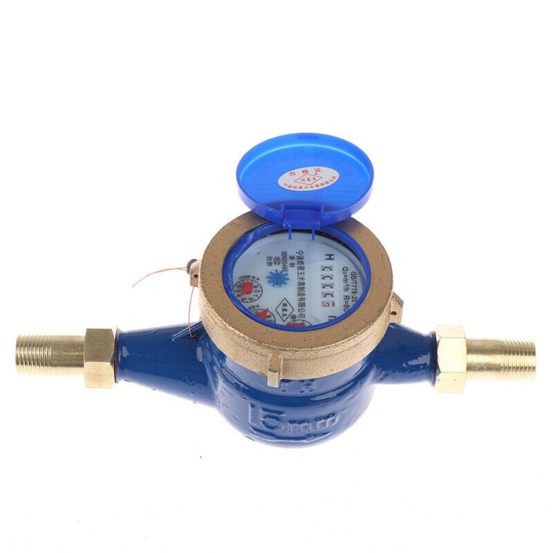 Water Meter Heavy Duty Brass Flow Measure Tap Cold Water Meter Home Garden WF