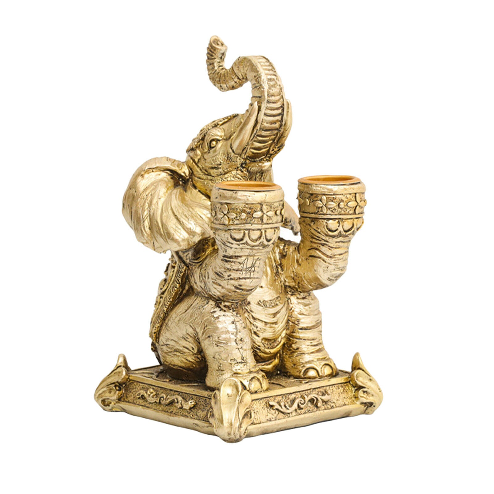 Elephant Shape Double Slot Taper Candle Holders Candlestick Home Ornament