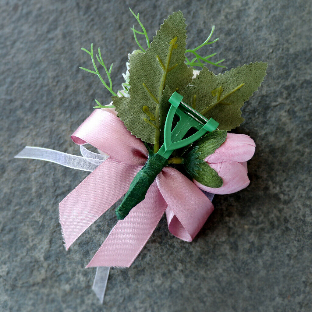 2Pcs/Set Wedding Silk flower Corsage Tea Rose Boutonniere Broach Decor