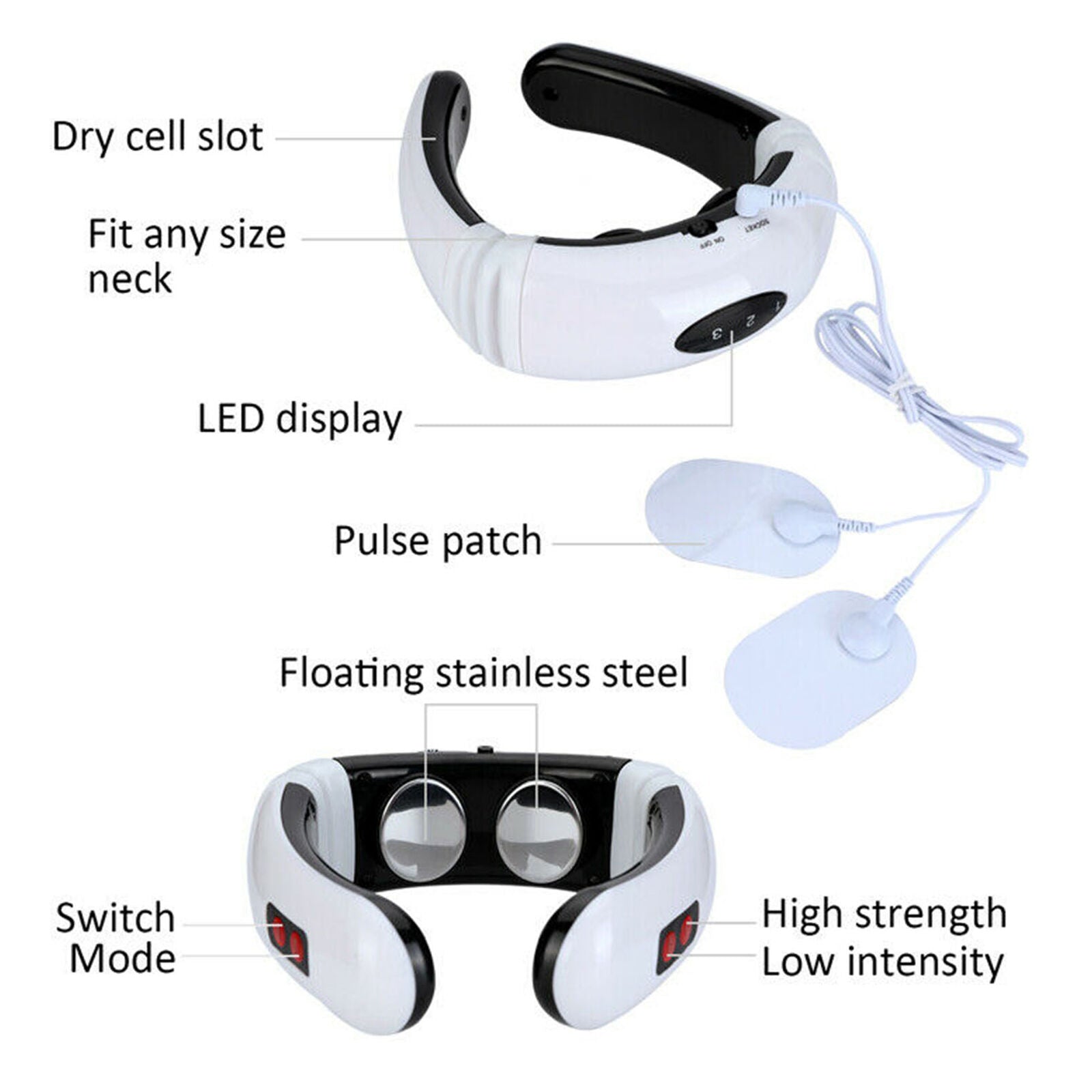 Back Neck Massager Electric Pulse Far Infrared Heating Pain Relief Health Relax