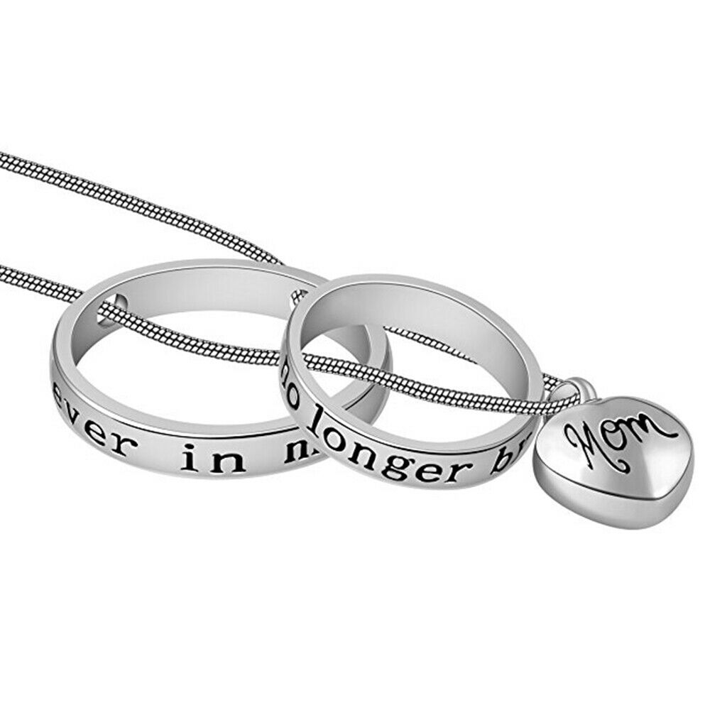 Forever in My Heart Stainless Steel Urn Pendant Double Loop Urn Mom