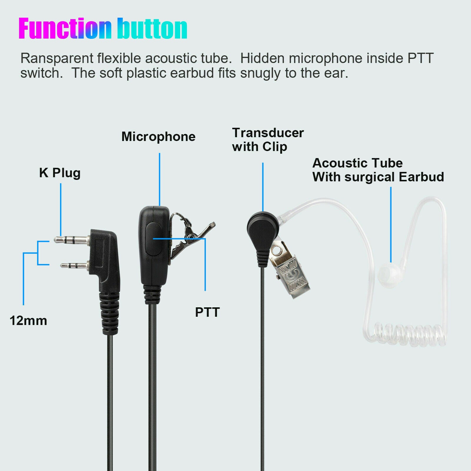 2 Pin Walkie Talkie Headset Earphone Earpiece for BAOFENG/BAOJIE/WEIERWEI Radio