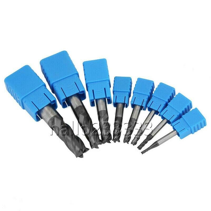 9Pcs 1-12MM HRC50 HSS Straight Shank 4 Flute End Mill Cutter CNC Drill Bit Tool