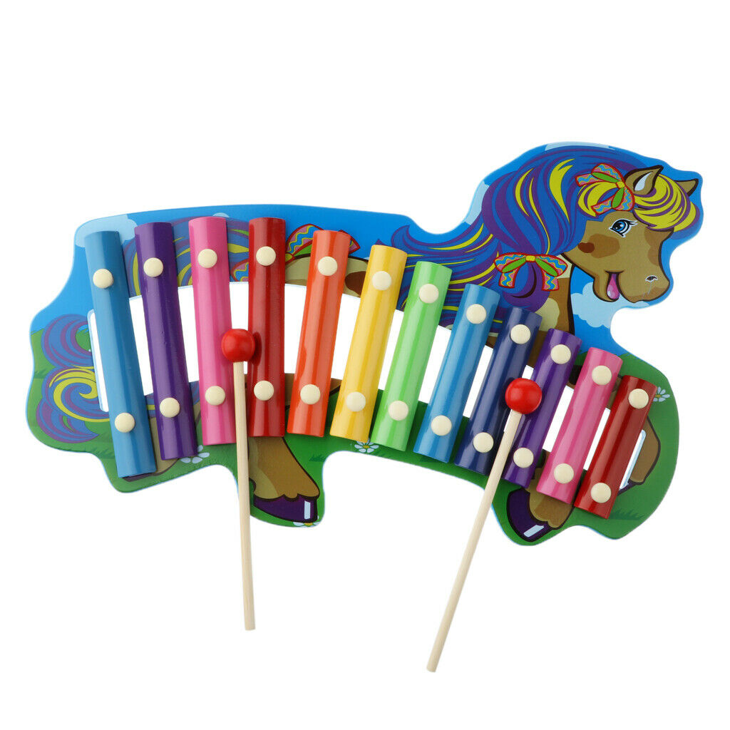 Wooden 12 Key Notes Xylophone Toys Hand Knock Piano Music Instrument for 1 2 3