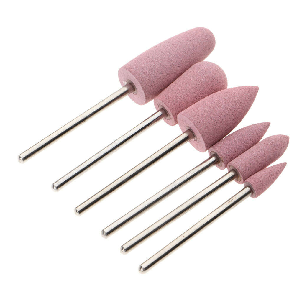 6pcs Silicone Nail Art Drill Bit 3/32â€™â€™ Cuticle Cleaner Electric Files Manicure
