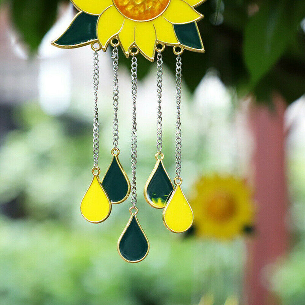Sunflower Wind Chimes Outdoor Yard Garden Home Decor Ornament Hanging SunCatcher