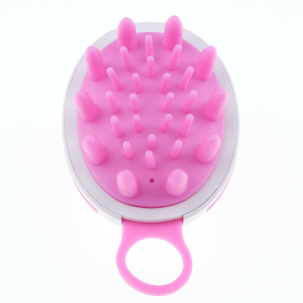 Soft Silicone Oval Shampoo Scalp Head Hair Massage Massager Brush Comb Pink