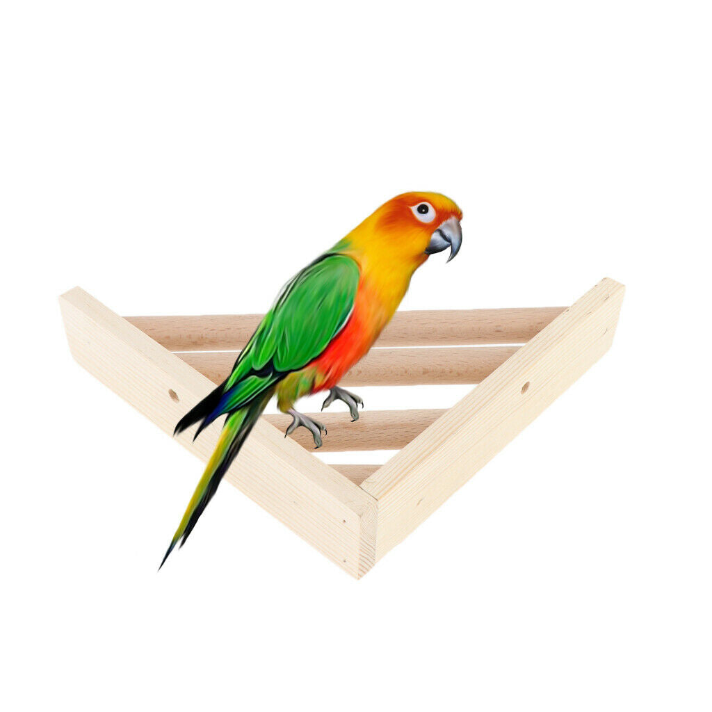 17x17cm Wooden Parrot Bird Cage Perches Triangle Stand Platform Budgie Toys Bird