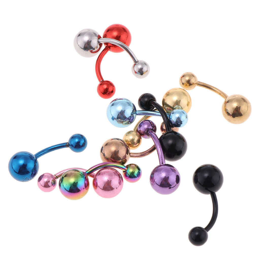 12 Pcs Belly Button Ring Piercing Navel Bar Colorful Ball Bar Body Jewellery